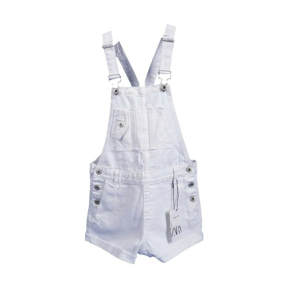 Zara Other - Zara Girls Short Jean Overalls Sz 11-12 White